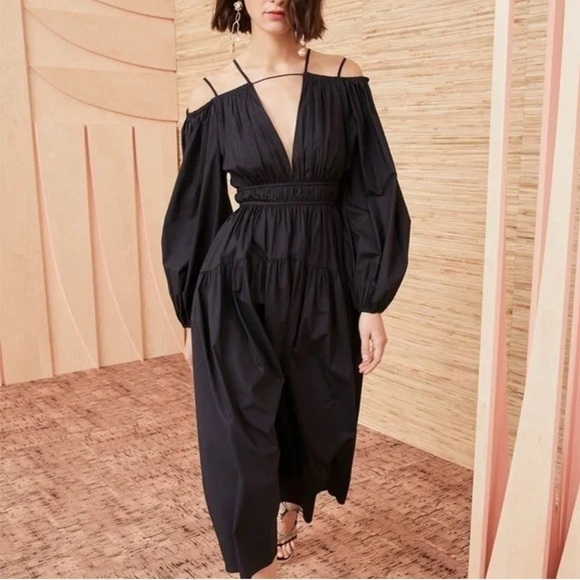 Ulla Johnson Tahlia Black Midi Dress Size 0 Pockets Side Zip - Picture 2 of 14